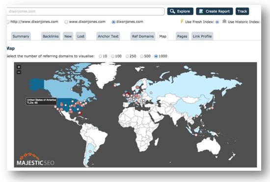 Global Link Analysis Map - Majestic SEO