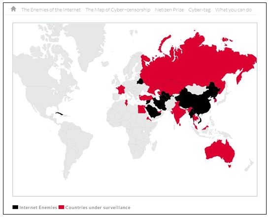 The World's Internet Enemies. Global Map