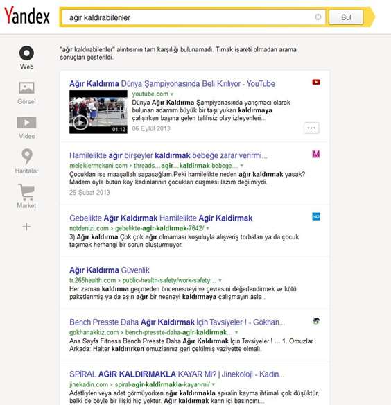 Yandex Search Results in Turkey